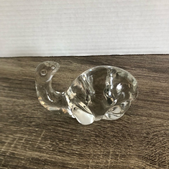 Vtg Clear Glass Dinosaur Figurine Paperweight - Picture 4 of 11